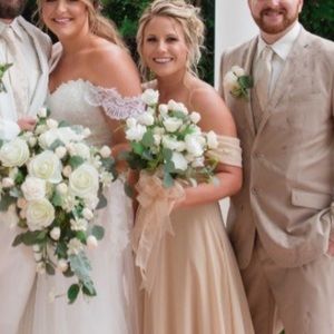 Champagne off the shoulder dress